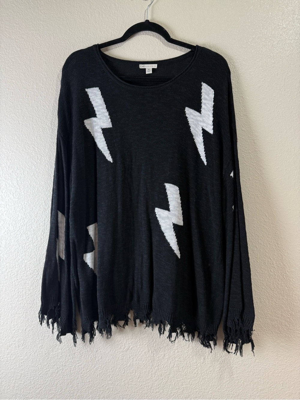 Cato - Black Lightning Bolt Knit Sweater - Size XL